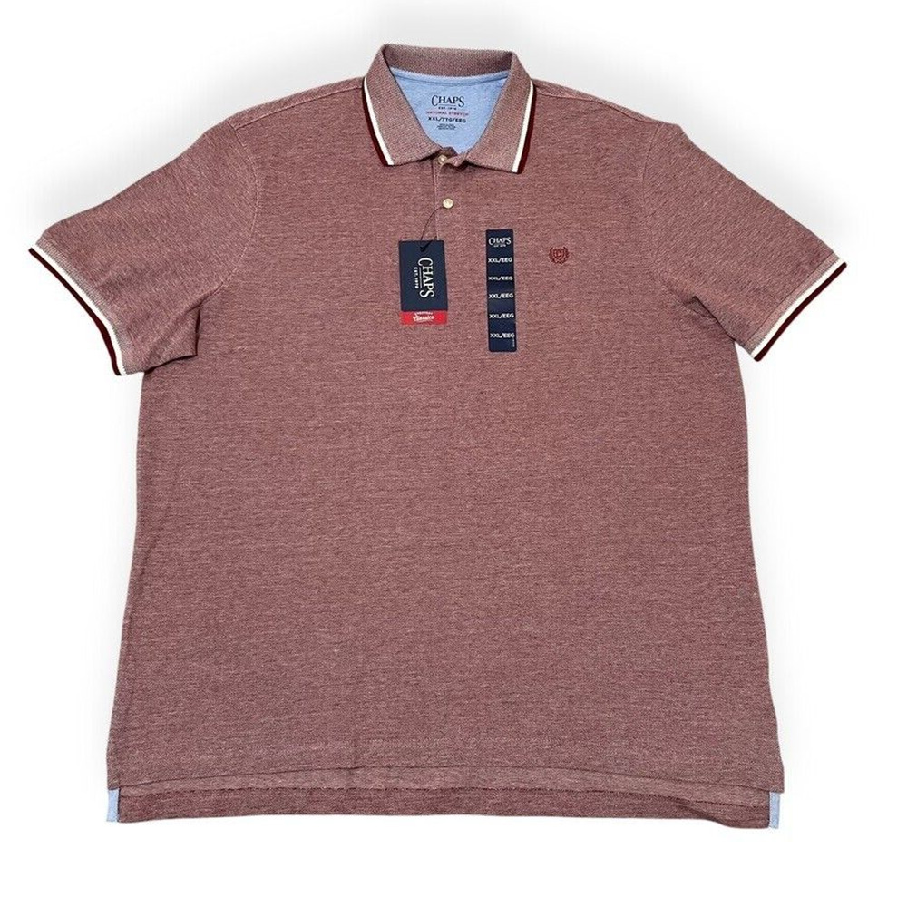 New Chaps Men's Polo Shirt Natural Stretch Birdseye Deep Mahogany Size XXL